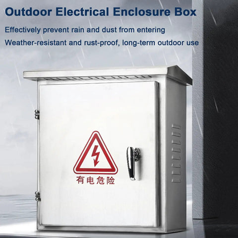 Weatherproof Stainless Steel Electrical Enclosure Box For EV Charger Lockable Wall Mounted Junction Box With Internal Mounting Panel For Outdoor Protection Built To Handle The Elements And Dust, front view