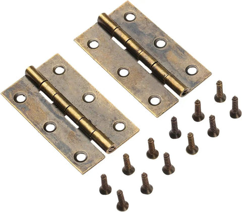 Bronze Decorative Wooden Box Hinge Set 2 Pieces For Small Cabinets And Drawers Jewelry Box Hardware Vintage Butt Hinge 50x28mm with screws