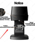 Fully Automatic Electric Espresso Tamper With Adjustable Ten To Thirty Pound Pressure fits 58mm portafilter with sensor and screw adjustment.