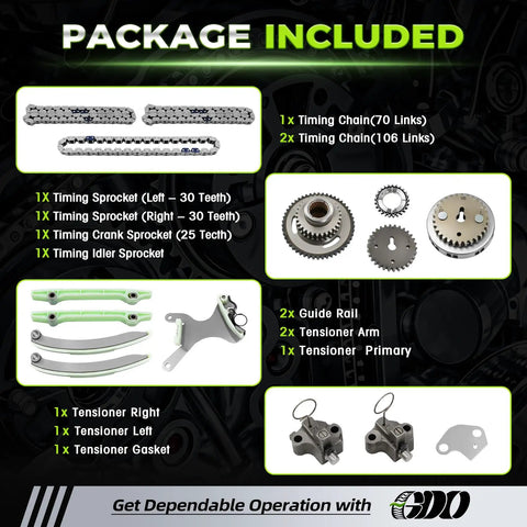 4.7 Timing Chain Kit With Sprocket For 2002 To 2008 Dodge Ram Dakota Durango Jeep Grand Cherokee Commander Mitsubishi Raider OEM