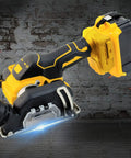 Industrial Workhorse Cordless Angle Grinder With 20000 Rpm Motor Quick Disc Swap And Ergonomic Grip, showcasing ergonomic handle and sturdy design.