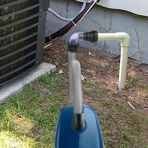 AC Drain Line Vacuum Adapter Kit Pro Grade For PVC Pipe From Three Quarter Inch To Two Inch shown in outdoor setting
