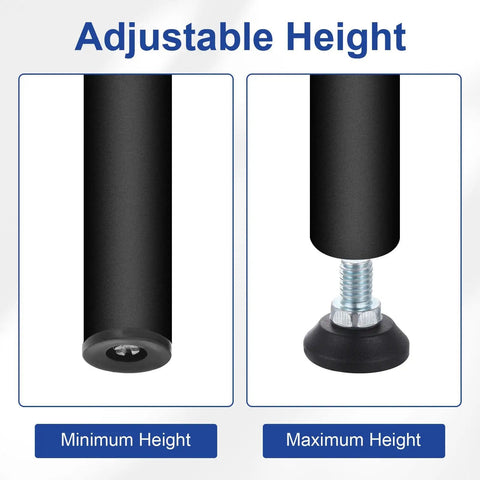 Four Pack Adjustable Furniture Levelers With Three Eighths Inch Thread Black Anti Slip Feet For Chairs Tables And Cabinets Durable Stainless Steel Threads Plastic Base 64 Millimeter Total Length Easy Install