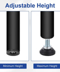 Dang Tough Adjustable Furniture Levelers, 3/8 16 Thread Screw In Feet For Tables Chairs Drawers, 4 Pack showing height adjustments.