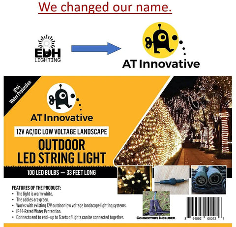 AT Innovative 33Ft 100 LED Outdoor Waterproof String Lights Warm White For 12V Low Voltage Landscape Lighting on trees