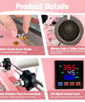 Close-up of 3-In-1 Tumbler Heat Press Machine For 16 Oz To 40 Oz Tumblers And 11 Oz To 15 Oz Mugs Pink DIY Cup Press details