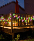 Tropical Flamingo Pineapple Palm Tree LED String Lights, 30 LEDs, 16 Ft Battery Operated, Three Design Options on outdoor deck