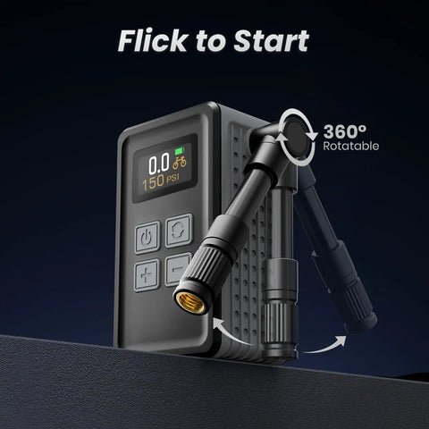 Portable Bike Tire Pump With Gauge 150 PSI Electric Inflator For Presta And Schrader Valves Auto Stop Uber Fast Brushless Motor Upgraded Compact Pump For E Bike MTB Road Bike And Ball