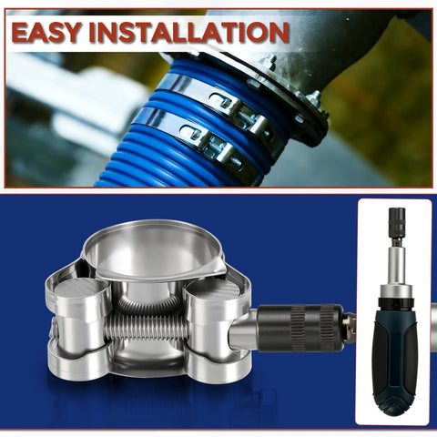 Heavy Duty 4 Pack T Bolt Hose Clamps 26 28mm Adjustable OD 1 To 1.1 Inch Pipe Straps Stainless Steel 304 in use
