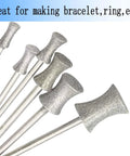 Six Piece Concave Arc Diamond Burr Set Coarse Grit Diamond Mounted Grinding Bits For Bracelet And Ring Making With Rotary Tool