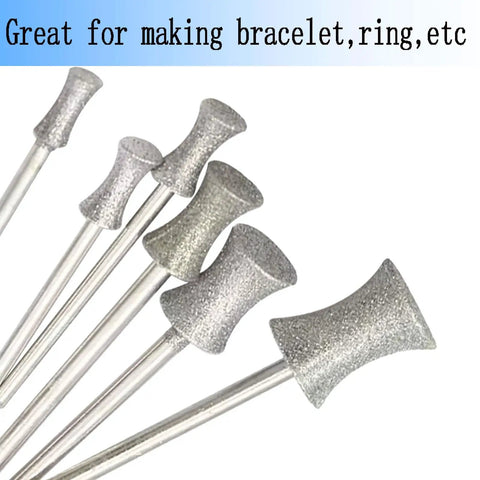 Six Piece Concave Arc Diamond Burr Set Coarse Grit Diamond Mounted Grinding Bits For Bracelet And Ring Making With Rotary Tool