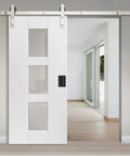 Sliding door with Two Pack Concealed Recessed Pull Handles For Drawers Cabinets And Sliding Doors Five Inch By Three And One Quarter Inch