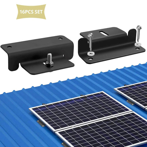 4 Pack Solar Panel Z Mounting Brackets With Aluminum Construction And 304 Stainless Steel Screws on blue rooftop