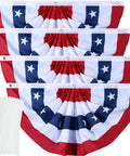 Patriotic Pleated Fan Flag Bunting Set With Brass Grommets And Zip Ties All American Flags For Outdoor Decor Perfect For 4th Of July Memorial Day One And A Half By Three Feet Four Pack Weatherproof And Easy To Hang On Fences Or Porches