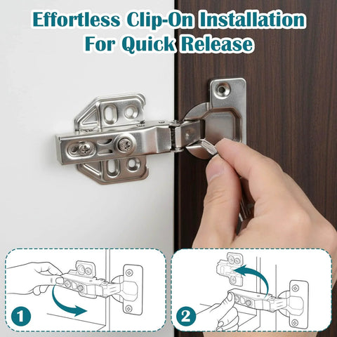 Soft Close Cabinet Hinges 24 Pack Full Overlay 105 Degree Concealed Hinges With Clip On Plates being installed on cabinet