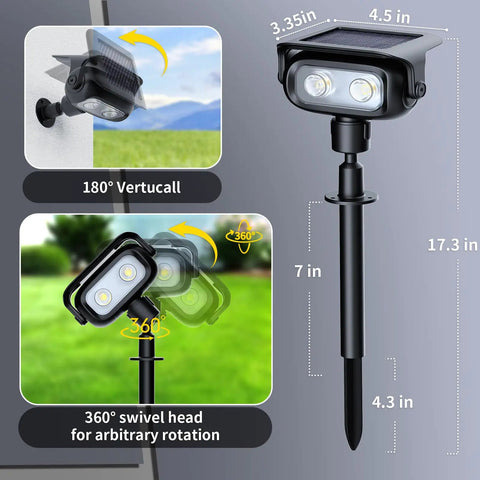 Robot Inspired Solar Spotlight Outdoor Waterproof With Auto On Off And Dual Brightness Modes For Garden Yard Cool White 6 Pack