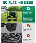 Heavy Duty Garden Hose Reel Cart With Four PU Wheels And Storage Basket Holds Up To 300 Ft Of 5/8 Inch Hose demonstration image
