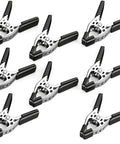 Heavy Duty Eight Piece 4 Inch Spring Clamp Set, 1.5 Inch Jaw Opening, Nickel Plated Steel, Non Slip Grip, eight clamps displayed