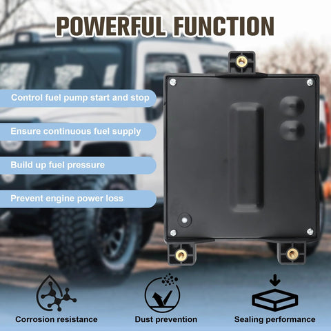 Front view of Fuel Pump Driver Module 601-131 Replacement 13500747 For GMC Yukon Sierra Savana, shown with benefits text.