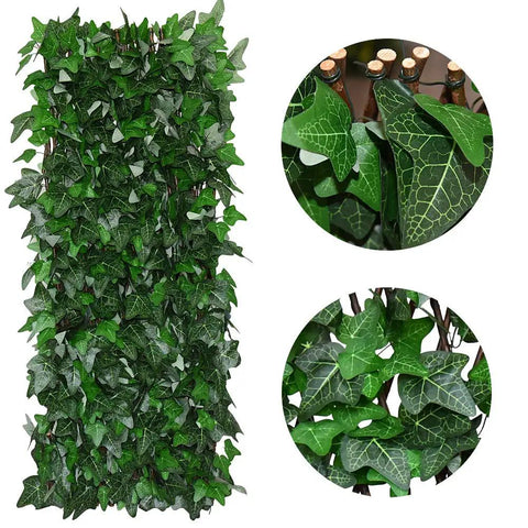 Expandable Fence Privacy Screen For Balcony And Patio Outdoor Decor Faux Ivy Fencing Panel Artificial Hedges with realistic green ivy