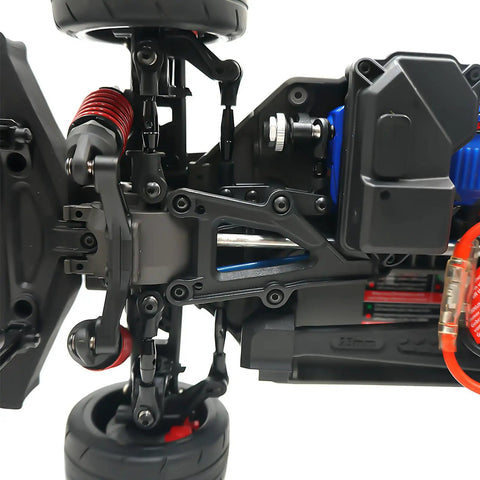 Underside view of Traxxas 1 To 10 Scale RC Aluminum Alloy Tie Rods And Suspension Linkage Rods Upgrade Kit For 4Tec 2.0 Black CNC Machined Aluminum