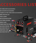5 In 1 Plasma Cutter And Welder Combo Dual Voltage 110V 220V For MIG Flux Core MIG TIG Stick Cutting Aluminum Ready DIY Friendly Portable Machine with accessories displayed