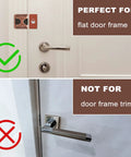Home Door Lock Security 2 Pack Reinforcement Lock for Inward Swinging Doors showing suitability for flat door frames.