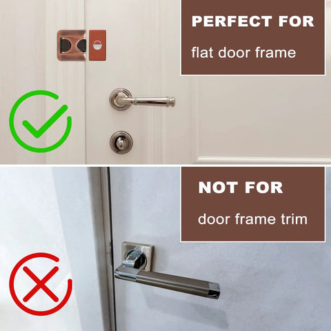 Home Door Lock Security 2 Pack Reinforcement Lock for Inward Swinging Doors showing suitability for flat door frames.