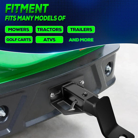 Heavy Duty 2 Inch Receiver Tow Hitch For Zero Turn Mowers, Golf Carts, ATVs And Trailers, Built Tough And Ready For Lawn Tractors, Garden Gear, And Farm Use On Any Terrain on mower rear mount