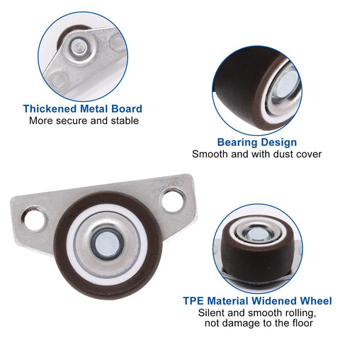8 Pack One And One Quarter Inch Low Profile Fixed Side Mount Casters Wheels For Furniture Underbed Cabinets Non Swivel Drawer Rollers Rigid Small Wheels Space Saving Design Load 36 Lb Each Easy Glide Replacement with TPE material and bearing design