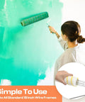 Top Tier 48 Pieces 18 Inches Paint Roller Covers Crafted With Plush Microfiber For A No Sweat Home Wall Project Heavy Duty Fast Drying Yellow 3 8 Nap Roll Cover Kit in use on a green wall.
