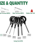Size and quantity of components in the Waterproof Automotive Electrical Connector Kit With 376 Pieces 25 Kits 1 2 3 4 6 Pin Male And Female Plugs For 22 To 14AWG Wiring Spark Plug Terminals Wire Harness Set For Car Repair Ready For Any Weekend DIYer shown in image.