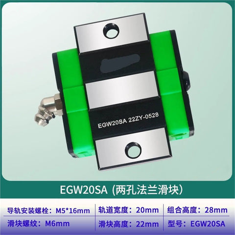 Flange Through Linear Guide Slider With Double Holes For Precise Motion, Fits 15SA 20SA 25SA 30SA Rails, 1 Piece, Smooth Glide, Easy Mount, Ideal For CNC, Automation, Workshop Projects, EGW20SA 20mm rail