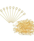 Gold Iron Eye Pins Jewelry Findings 26mm 22 Gauge For DIY Beading And Jewelry Making Necklaces Bracelets Earrings Head Pins 3.2mm Gold Tone 1000 Pcs Set Bead Crafting Gear, 26mm gold iron eye pins