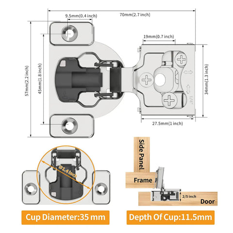 10 Pack 1/4 Inch Small Overlay 4D Concealed Hinges With Zero Drama Install And Smooth As Silk Soft Close Heavy Duty Stainless Steel Cabinet Hardware For Framed Face Frame Doors In Satin Nickel