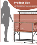 Diagram of Rustic Brown Kitchen Bakers Rack With Power Outlets And A 31.5 Inch Desktop Four Tier Storage Coffee Bar Station dimensions.