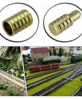 16 Pairs Carbon Steel Model Railway Alignment Dowels For 8 Millimeter Holes shown with train track layout
