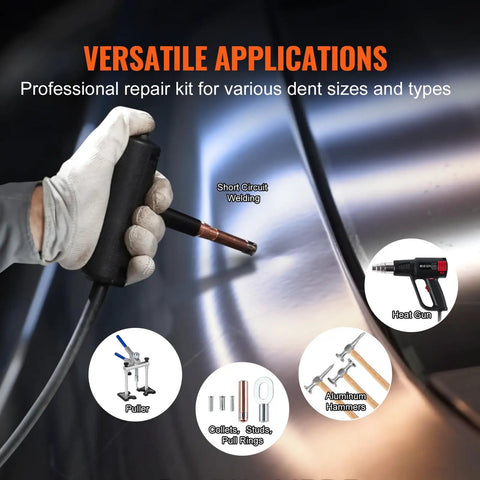 Spot Weld Dent Puller Kit With 300W Stud Welder, Heat Gun, Auto And Manual Welding Modes, 110V Auto Body Repair Machine illustration