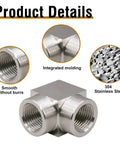 3/8 NPT Female 90 Degree Stainless Steel Elbow Fitting Forged High Pressure Connector 304 Stainless Heavy Duty product details