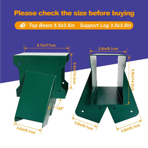 Heavy Duty Swing Set Brackets For 4x4 Posts And 4x6 Beams DIY A Frame Mounting Kit Carbon Steel Hardware With Fully Welded Joints Rust Resistant Green Finish Easy Fit For Rock Solid A Frame Playset