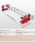 Router Sled 60 Inches Portable And Adjustable Slab Flattening Jig for Woodworking, showing measurements and red components