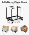 Beefy Heavy Duty Folding Table Cart With 1800 Lb Load Capacity showing steel frame and 5 inch swivel casters for safe transport.