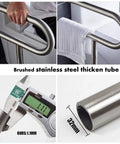 Heavy Duty Stainless Steel Toilet Grab Bar And Wall To Floor Safety Rail 23 6 Inch, Supports Up To 330 Lbs, close-up on tube and grip