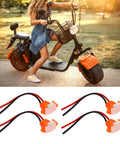 Premium 3 Pin Charging Interface With Protective Cover Electric Vehicle Battery Cable Rocksteady Power Delivery Easy Swap Design, set of 4, orange color