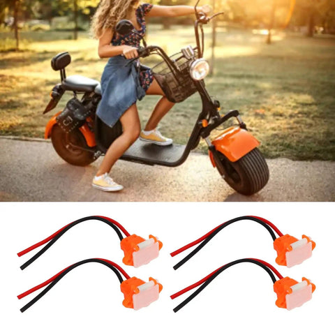 Premium 3 Pin Charging Interface With Protective Cover Electric Vehicle Battery Cable Rocksteady Power Delivery Easy Swap Design, set of 4, orange color