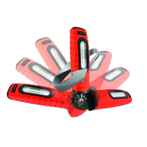 LED Cordless Work Light With Magnet Torch, 360 Degree Swivel And 90 Degree Tilt For Multi Angle Positioning, shown in dynamic movement