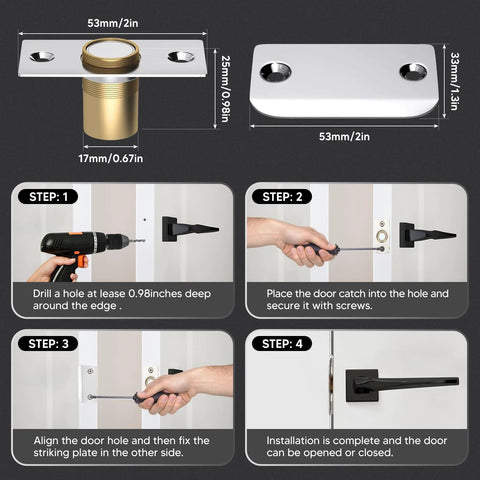 Installation guide for 4 Pack Strong Magnetic Door Catch Set For Closet And French Doors Hidden Magnetic Ball Catch Latch Hardware