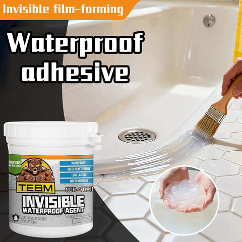 Pro Grade Crystal Clear Waterproof Sealant Quick Drying Flexible Rubber Coating For Roof Gutters And Basement Leaks Extreme Heat Resistant being applied in a bathroom.