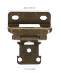 Self Closing Cabinet Hinges 4 Pack Satin Finish flush concealed hinges close up showing size for kitchen cupboards