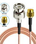 BNC Male To SMA Male Coax Cable Adapter Kit 3.28ft RG316 Low Loss 50 Ohm 1 Meter Copper Gold Plated SMA Nickel BNC Two Pack